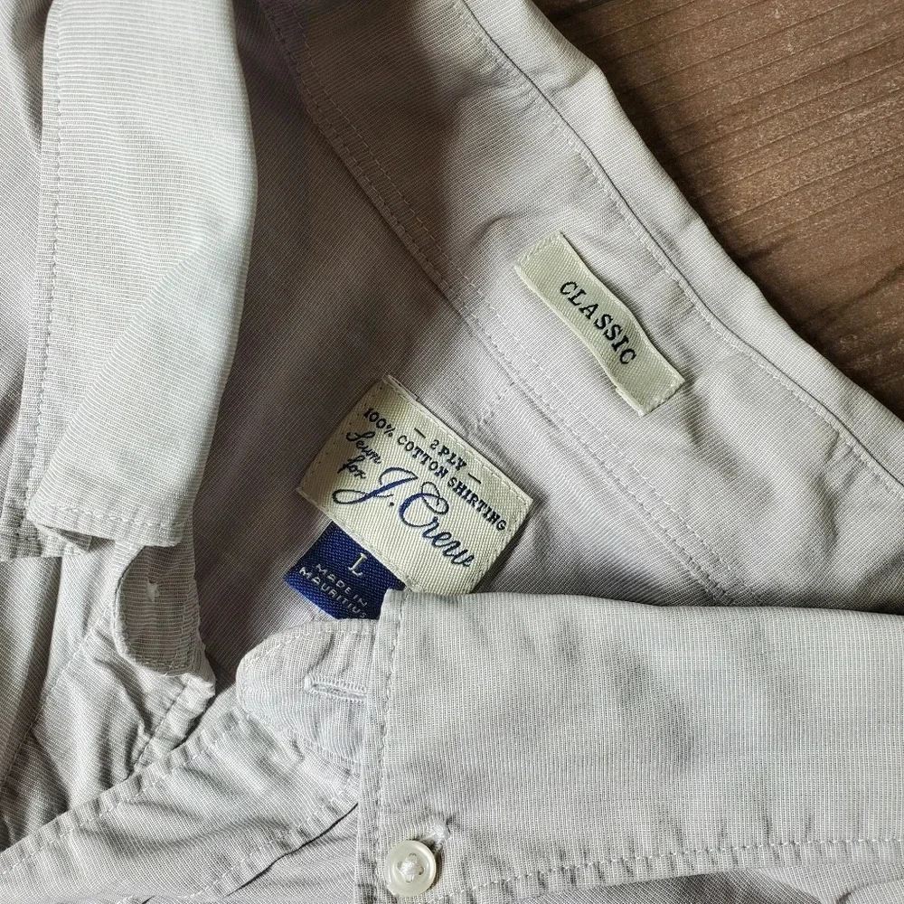 J. Crew Gray Men's Button Down Long Sleeve Classic Fit Size Large
